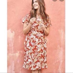 NWT J. Jill Floral Wrap Flutter Sleeve Dress XLP Red Pink Green